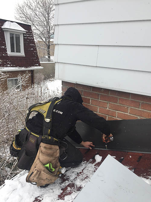 New flashing at a brick wall