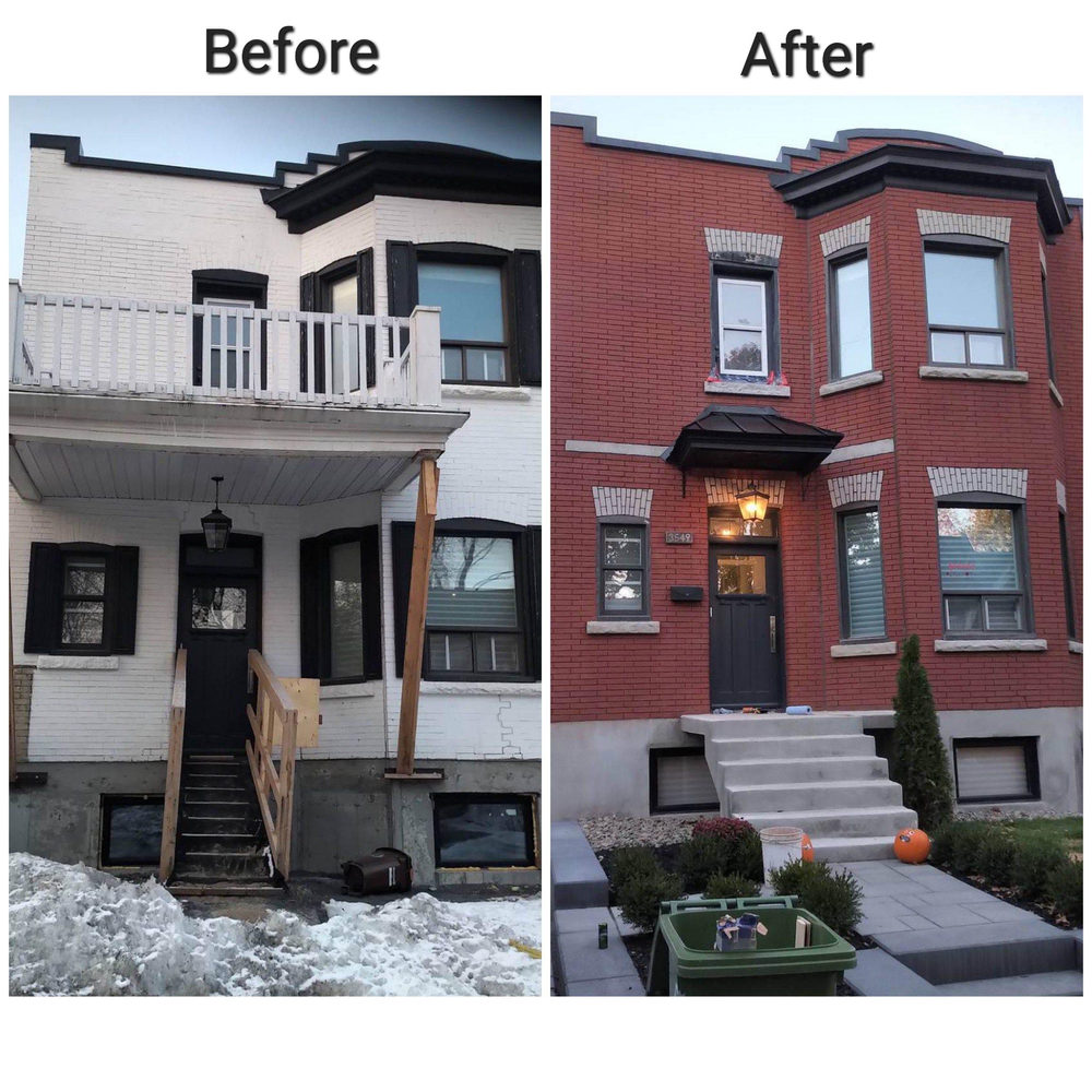 Brick facade before and after